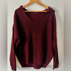 George Women's Burgundy V-Neck Sweater
